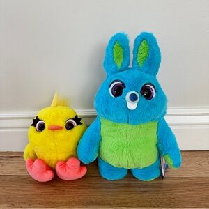 Disney Store Toy Story 4 Bunny 16” And Ducky 10” talking Plush Disney Pixar